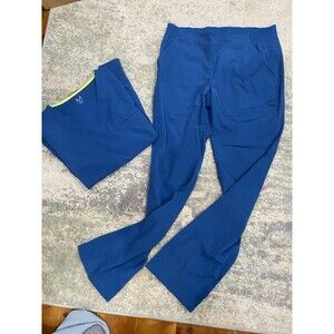 Women's Size MEDIUM Medelita BLUE Scrub Shirt Top + Bottoms Pants Set